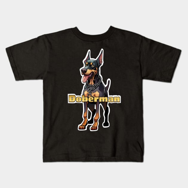 Doberman Kids T-Shirt by SquishyKitkat